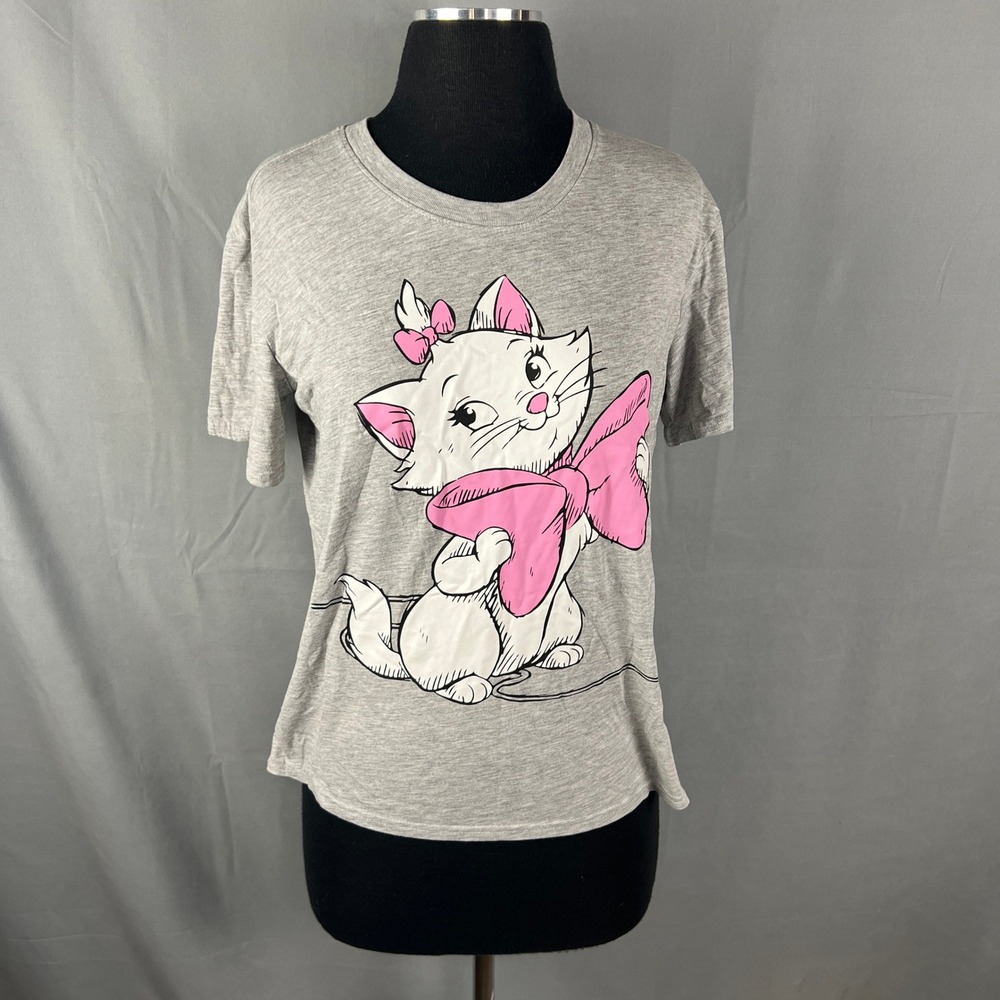 Disney T Shirt Womens Small Heather Gray Marie The Aristocats Pink Bow Graphic